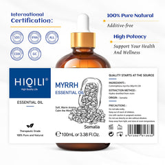 Frasco de 100 ml HIQILI Mirra para difusor y piel.