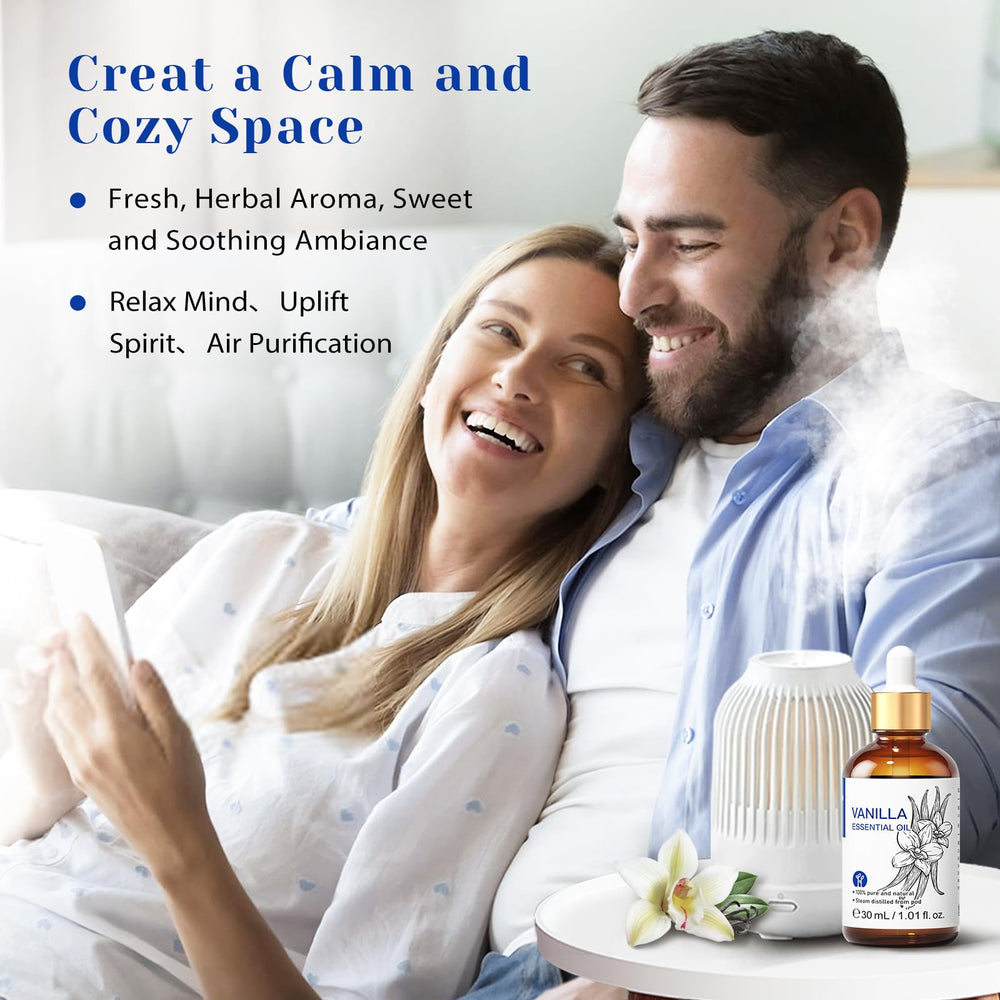 HIQILI Vanilla Aceite Esencial: aroma dulce para ambientar espacios y relajacion suave.