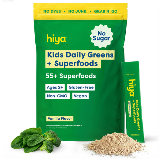 HIYA empaque frontal mostrando sticks portátiles y beneficio conveniencia