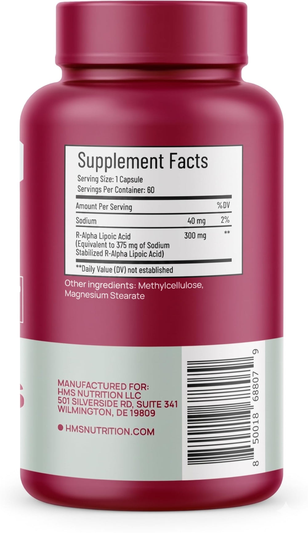 Cápsula HMS Nutrition en la mano, tamaño fácil de tragar para conveniencia diaria