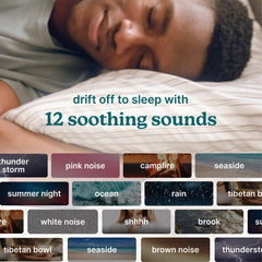 Homedics en uso sobre mesita creando ambiente sonoro relajante en habitación