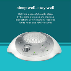 Homedics colocado junto a cuna de bebé creando ambiente de sueño