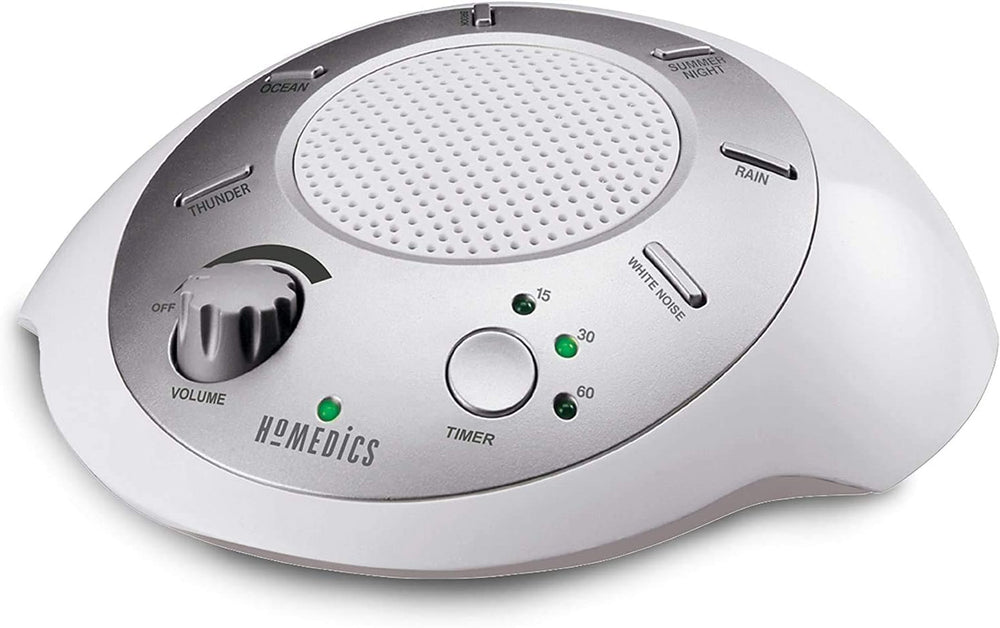 Homedics vista frontal plata mostrando diseño compacto y portabilidad