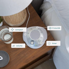 Homedics en mesita de noche indicando uso nocturno y relajación