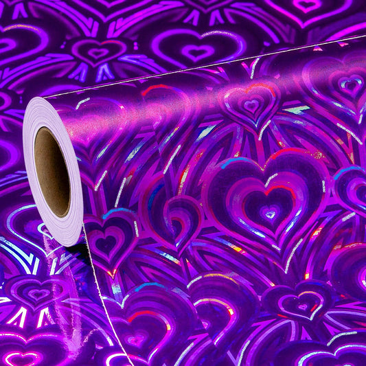 Homeral rollo frontal de papel holográfico púrpura que muestra brillo atractivo