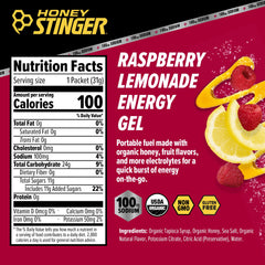 Honey Stinger gel en mano durante carrera ilustrando uso práctico y recarga en movimiento