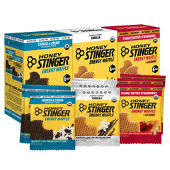 Honey Stinger paquete frontal mostrando variedad y portable para entrenar
