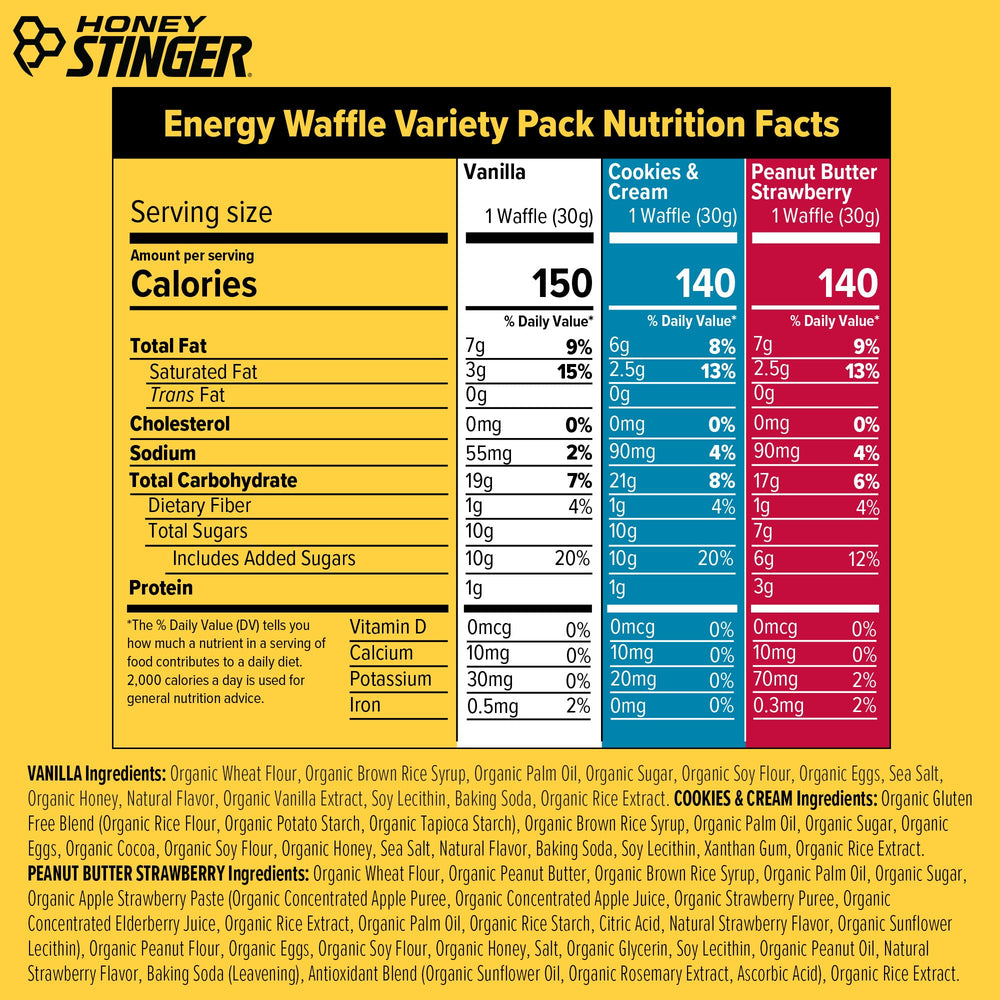 Honey Stinger relleno de miel visible para energía sostenida durante ejercicio