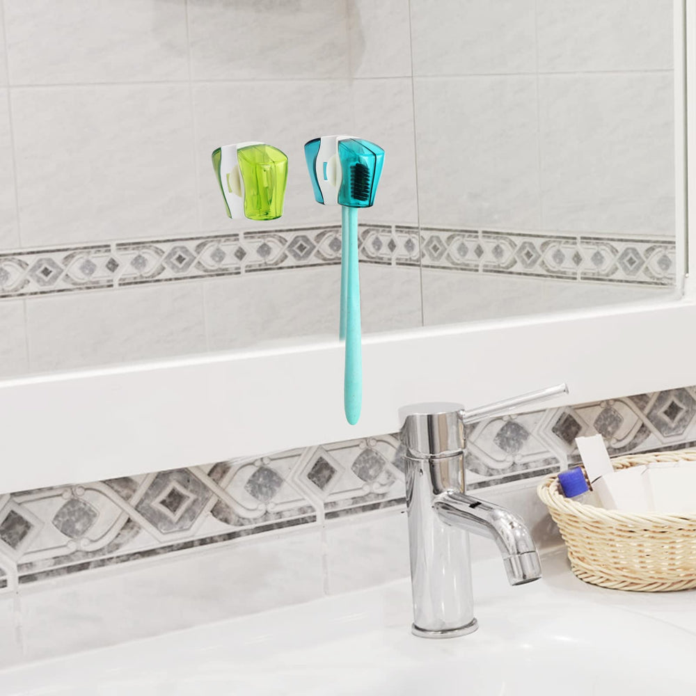 Hooqict fundas adheridas en espejo del baño para almacenamiento ordenado