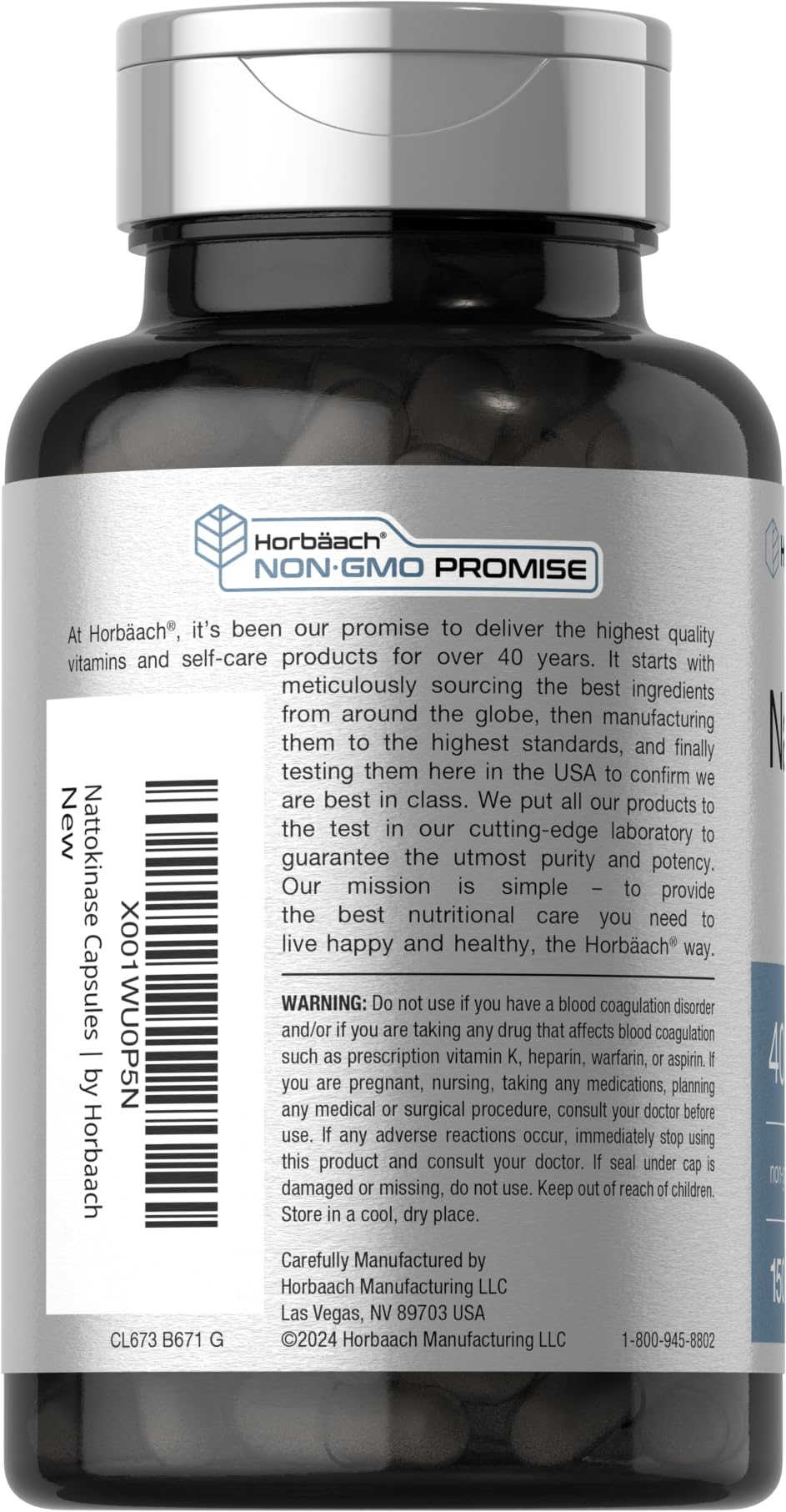 Horbäach etiqueta con información nutricional y garantía de calidad