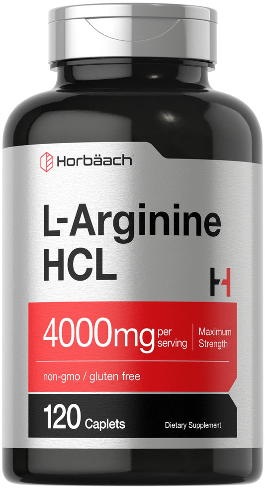 Horbaach L-Arginine 4000mg bottle front for daily supplement routine