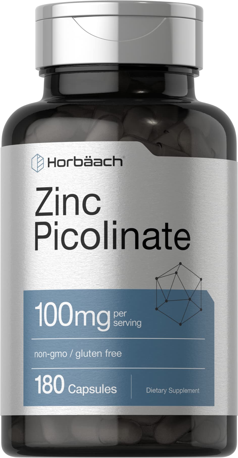 Horbäach Zinc Picolinate bottle on a clean surface for daily supplementation.