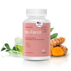Houston Enzymes No-Fenol capsules ready for polyphenol digestion support.