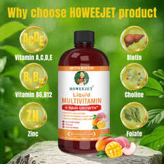 HOWEEJET etiqueta de la botella, biotina para cabello saludable y piel