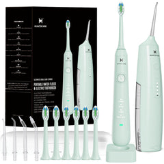 HUACO CARE imagen frontal del kit mostrando flosser y cepillo para limpieza completa