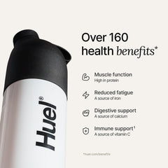 Huel Black Edition batido preparado en botella, listo para llevar tras entreno