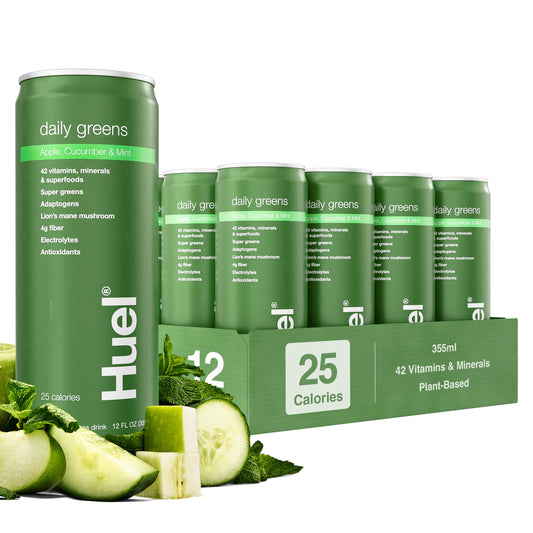 Huel botella frontal mostrando diseño y conveniencia para mañana