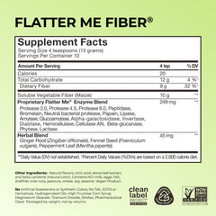 Hum Flatter Me Fiber GLP-1: etiqueta visible para identificar ingredientes y beneficios.