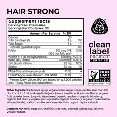HUM Hair Strong comparación tamaño en mano, idea de porción diaria