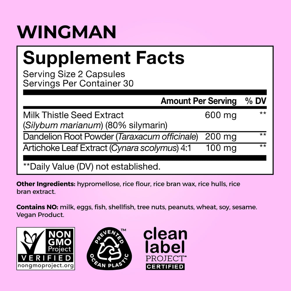 HUM Wing Man etiqueta con lista de ingredientes y claridad informativa