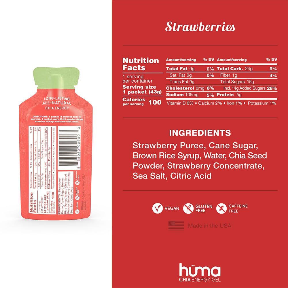 HÜMA CHIA ENERGY GEL sobre abierto con textura y fácil ingestión
