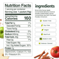 HÜMA CHIA ENERGY GEL ingredientes reales: manzana, plátano y batata visibles