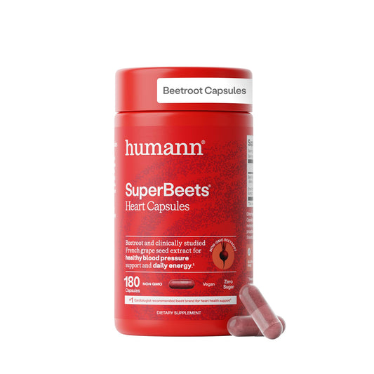 HumanN envase SuperBeets frontal mostrando la presentación y beneficio de circulación