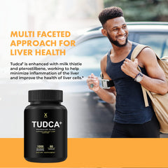 HUMANX TUDCA+ ingredientes cardo mariano y pterostilbeno resaltando apoyo antioxidante