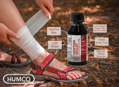 Aplicación con hisopo de Humco Gentian Violet para higiene local y control superficial