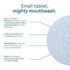 Huppy tabletas en primer plano resaltando forma y color menta