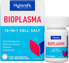 Hyland's frente del empaque mostrando 100 tabletas y beneficios claros
