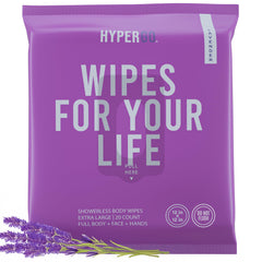 HyperGo vista frontal del paquete que destaca tamaño y fragancia lavanda