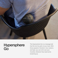 Hyperice Hypersphere Go en mano demostrando portabilidad y uso rápido