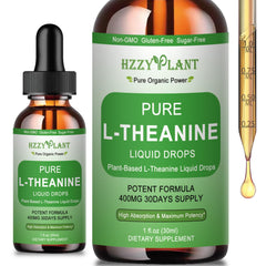 HZZYPLANT L-teanina gotas: botella con 400 mg para relajación y concentración.