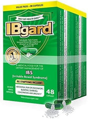 IBgard frente del envase mostrando cápsulas y beneficio para confort digestivo