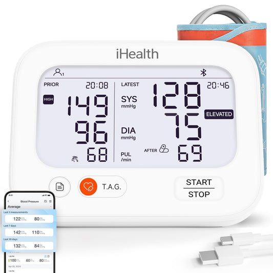 iHealth Jurni vista frontal con pantalla dual, lectura clara y rápida
