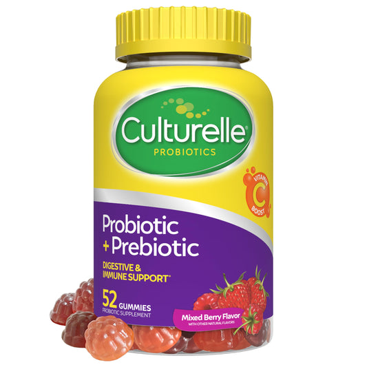 Culturelle gomitas probióticas + prebióticas para mujeres y hombres, 52 unidades, Mixed Berry, 2 mil millones UFC por porción