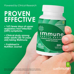 Immune Health Basics cápsulas en mano, demuestra tamaño y facilidad de uso