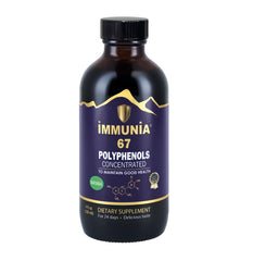 Immunia 67 Polyphenols bottle front showing elderberry concentrate for daily antioxidant support.