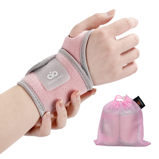 INDEEMAX muñequeras pack frontal mostrando diseño y color rosa para soporte cómodo