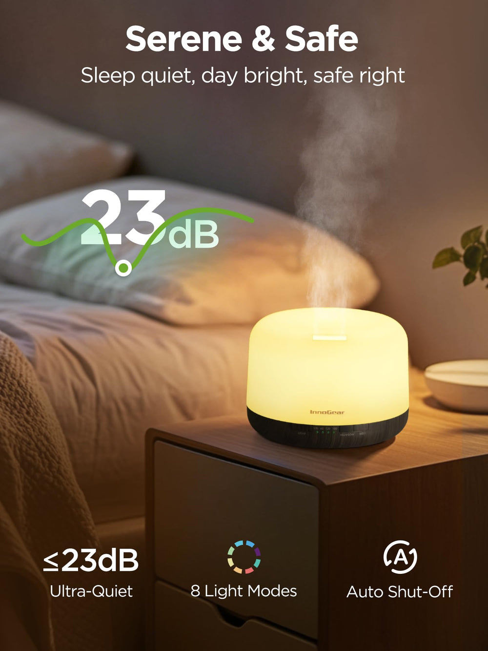 InnoGear comparación de tamaño junto a objetos que muestra escala real