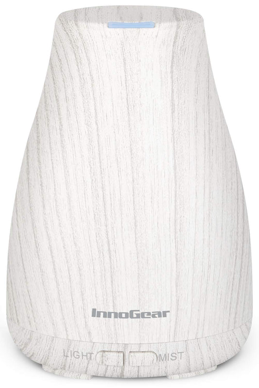 InnoGear difusor frente blanco gris mostrando diseño compacto y elegante
