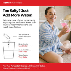 Instant Hydration sobres dentro de un bolso de viaje, conveniencia portátil