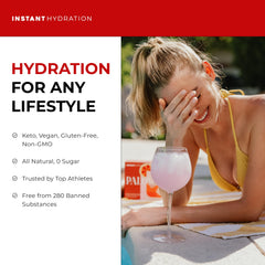 Instant Hydration bebida Paloma vertida en vaso con hielo y aspecto refrescante