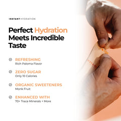 Instant Hydration polvo naranja textura fina que se disuelve rápido para hidratación