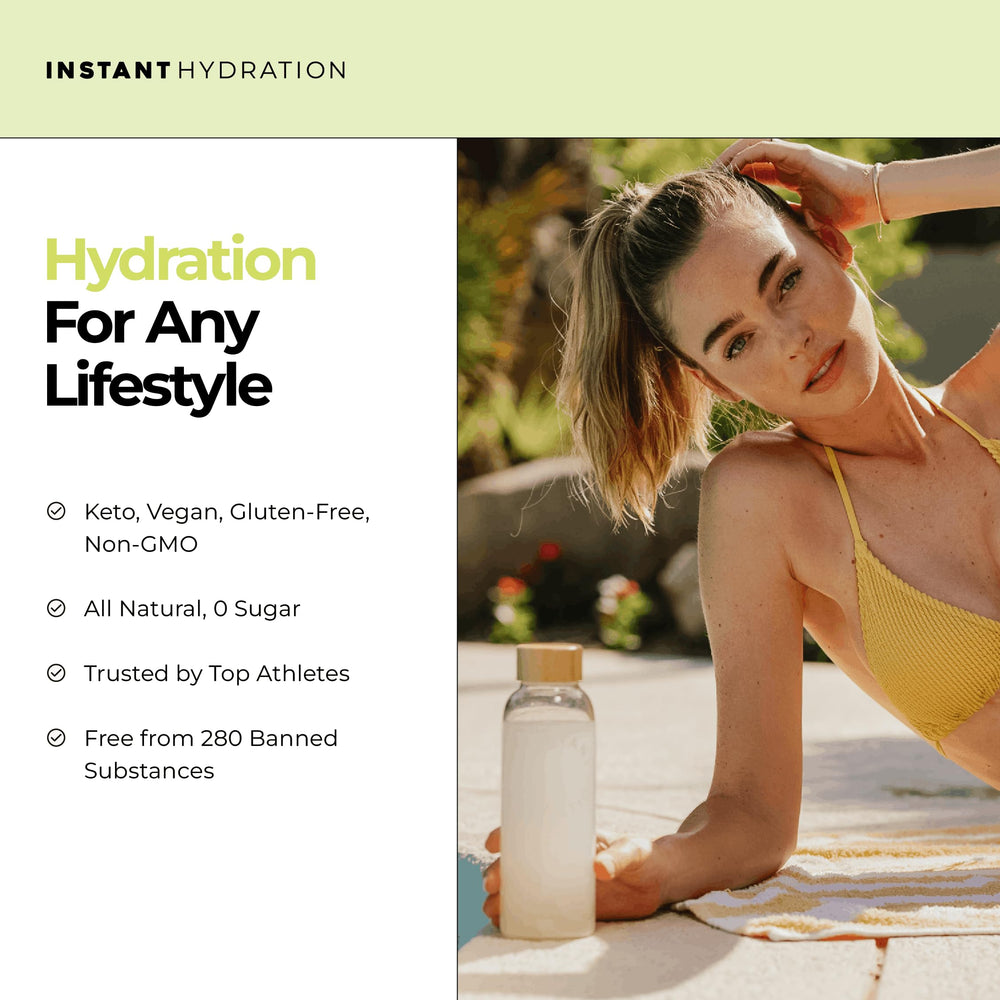 Instant Hydration presentación junto a limones y limas naturales