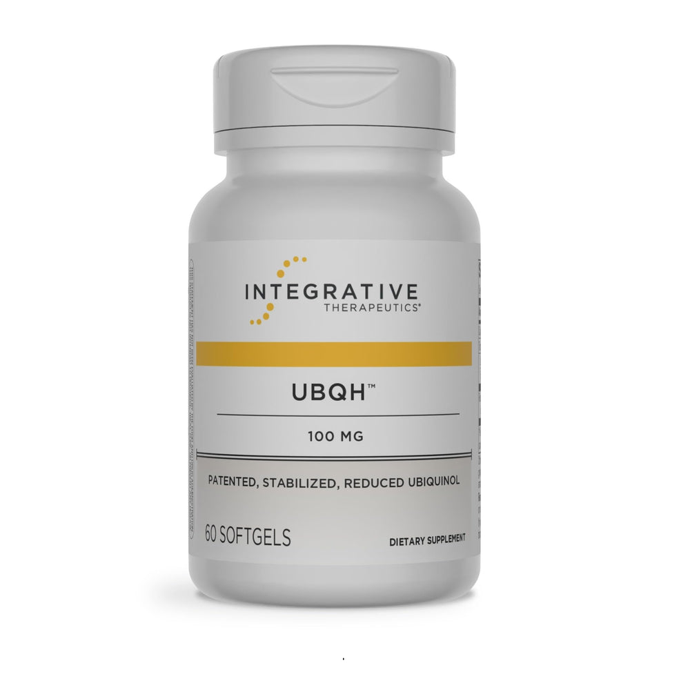 Integrative Therapeutics frasco UBQH frontal mostrando envase y beneficio de apoyo energético