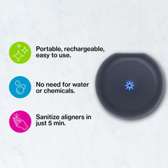 INVISALIGN detalle de led UV‑C visible y beneficio de limpieza rápida