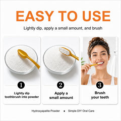 iReaLax polvo aplicado sobre pasta dental antes del cepillado
