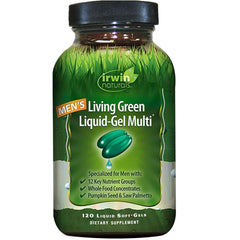 Irwin Naturals frente del envase mostrando 120 soft-gels y beneficio de conveniencia